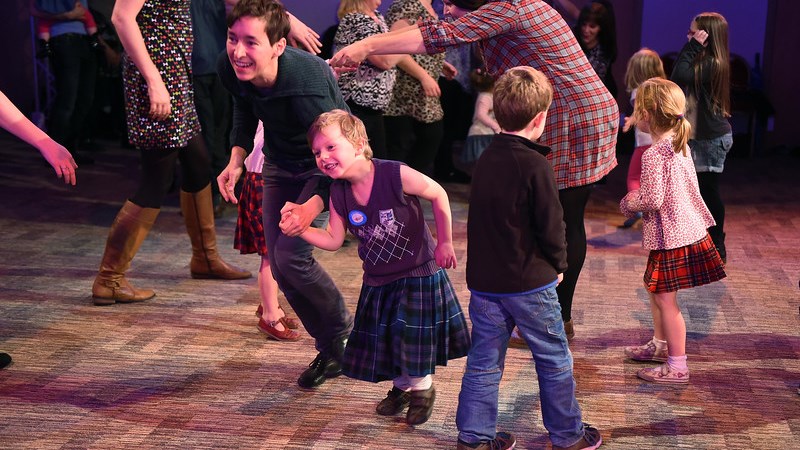 Families dancing at the Celtic Connections Family Ceilidh