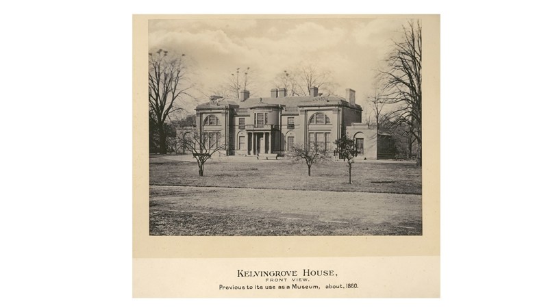 a photograph showing an old building identified as Kelvingrove House.