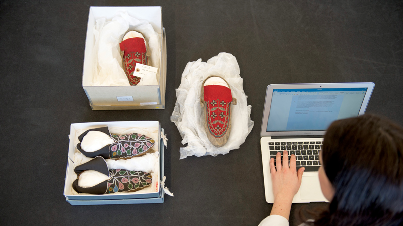 Vintage shoes from the Hunterian Collections on tissue paper