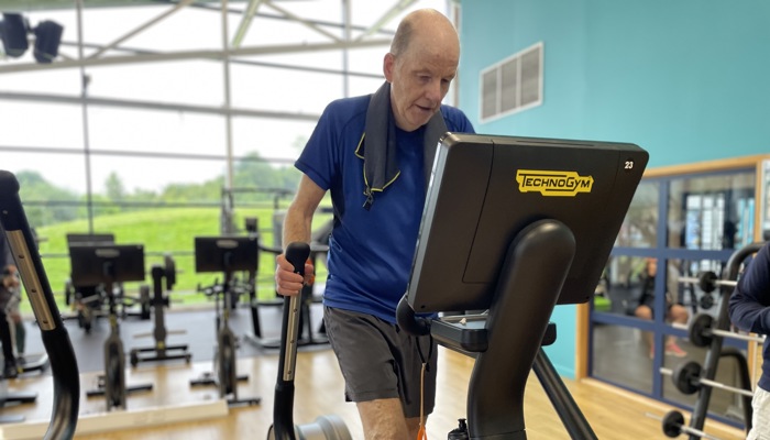 Glasgow Club member Raymond Ward using the cross-trainer at Glasgow Club Tollcross gym. 