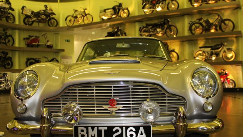 James Bond DB5 car on display at Riverside Museum