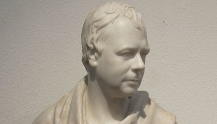 Image of white marble bust of Sir Walter Scott