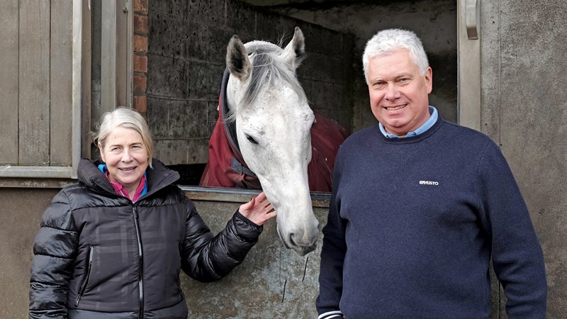 Photograph showing horse trainers Linda and Robin
