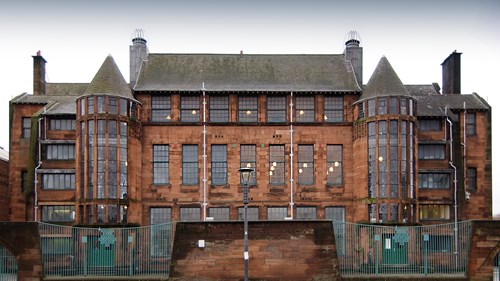 Photograph showing the front entrance to Scotland Street School Museum.