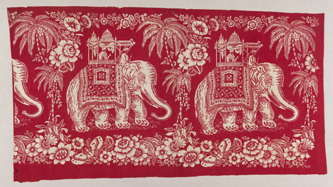 Cotton cloth printed with Turkey Red pattern