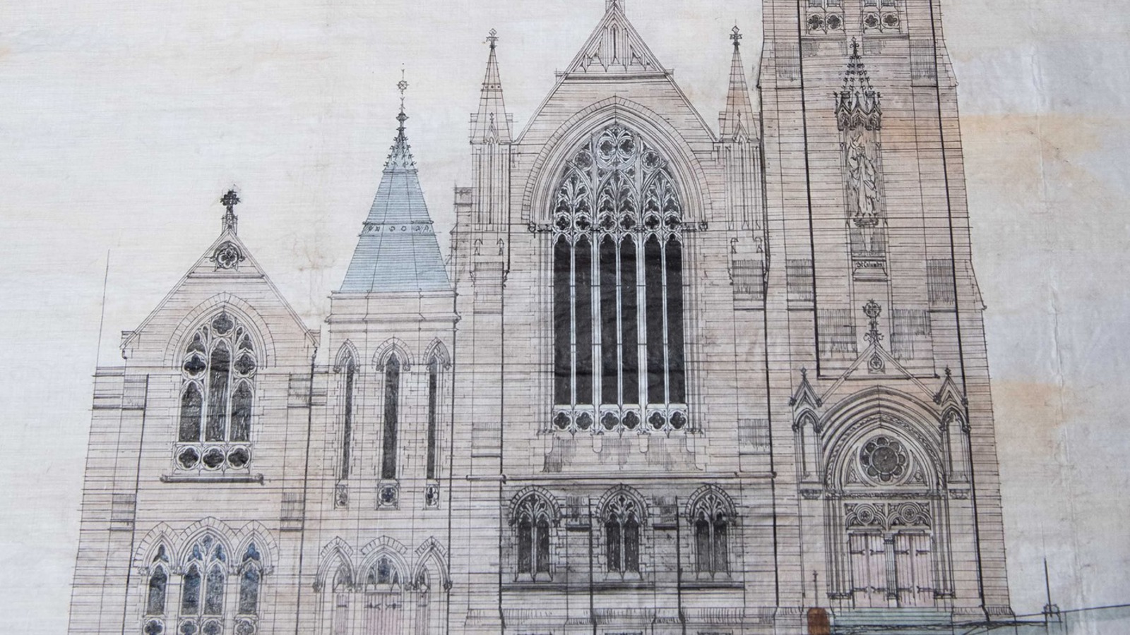 An architectural drawing of Glasgow’s Highland Cathedral. 