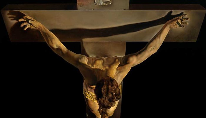 Cropped view of Salvador Dali's Christ of St John of the Cross focused on the figure on the cross