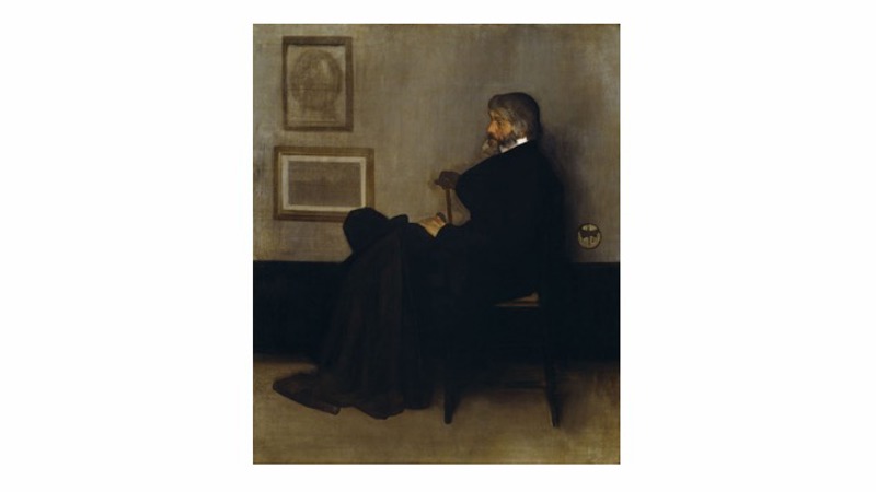 a dark portrait of a person looking off to the left in a dull room.