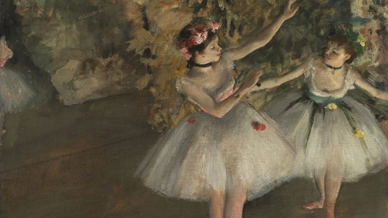 Image of a pastel drawing of two ballet dancers by Edgar Degas
