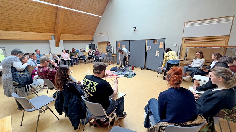 Photograph showing a life drawing class in progress at The Burrell Collection