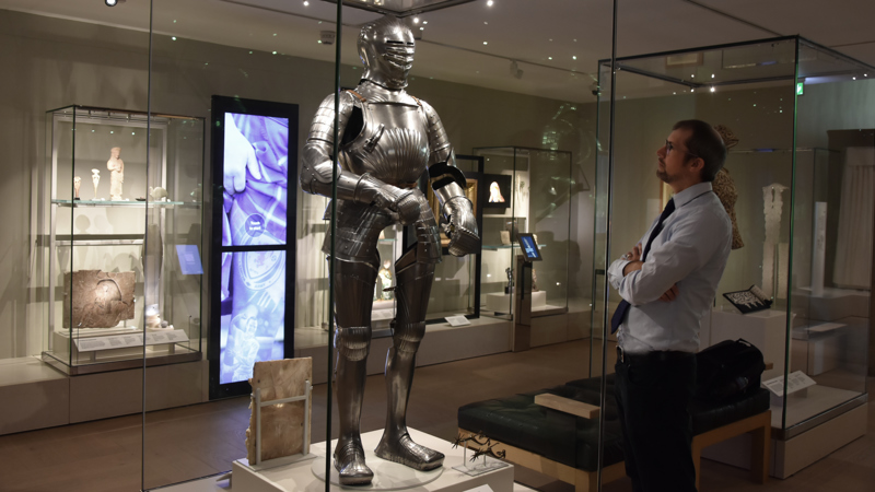 Photograph of Arms and Armour curator Ralph Moffat