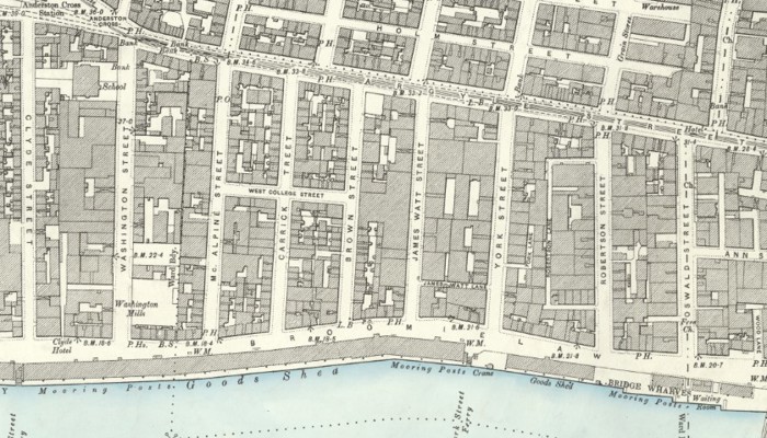 Map of a grid of streets